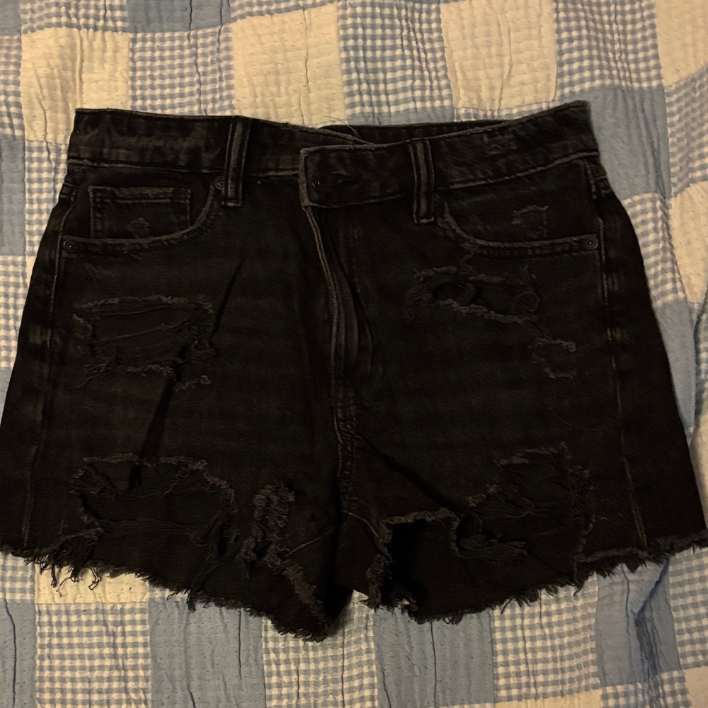 American Eagle Outfitters Black Ripped Jean Shorts